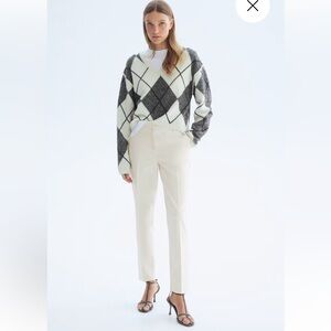 H&M NWOT Women's Cream Tailored Straight-Leg Pants, Size 14